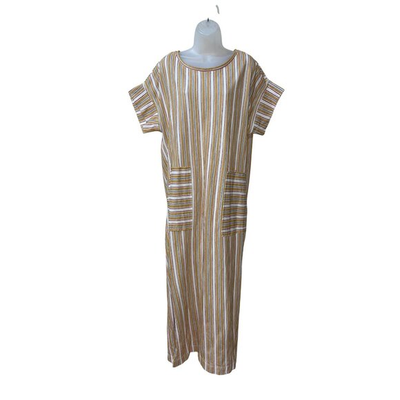 New FREE PEOPLEMarguerite Tee Maxi Dress In Sand Combo Size Large - Picture 3 of 10